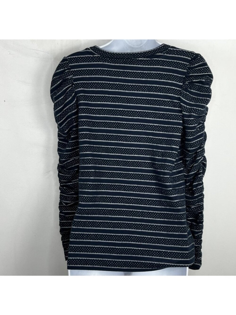 LOFT Top Sz XS Navy Blue White Striped Parisian Chic Casual FG30 - Picture 9 of 10